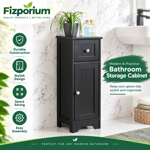 Black bathroom storage - black, cabinet