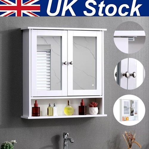 White bathroom mirror cabinet - white,