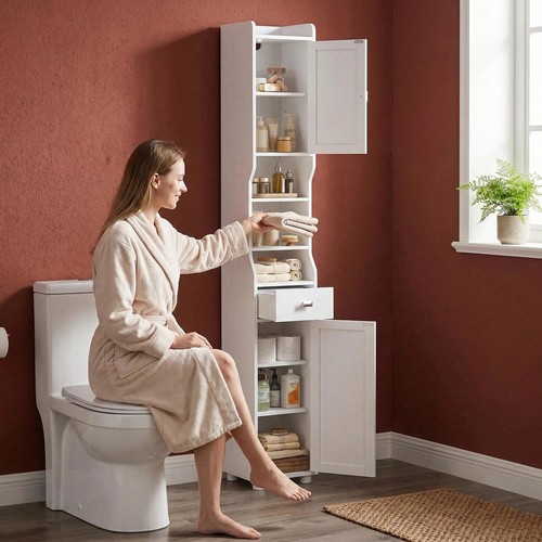 White slim tall bathroom - slim,