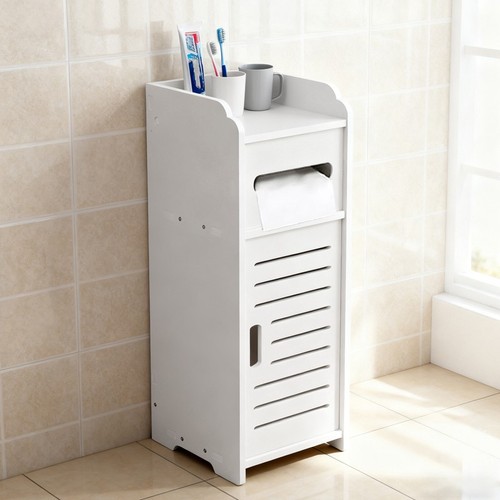 White bathroom storage cabinet - white,