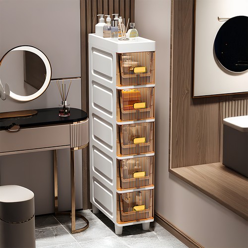 Modern narrow bathroom storage - modern,